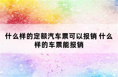 什么样的定额汽车票可以报销 什么样的车票能报销